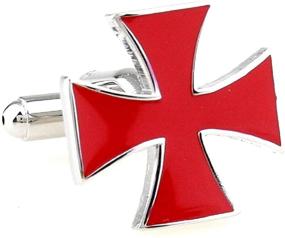 img 1 attached to Silver Cuff Links with Knights Templar Red Cross Design for Enhanced SEO