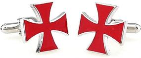 img 2 attached to Silver Cuff Links with Knights Templar Red Cross Design for Enhanced SEO