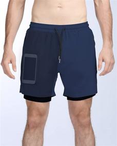 img 3 attached to 🩳 2-in-1 Athletic Running Shorts for Men - We1Fit with 5" Inseam, Quick Dry Gym Workout Shorts featuring Phone Pockets