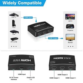 img 3 attached to NEWCARE 4K HDMI Splitter 1x3 - Supports 4Kx2K, 1080P, 3D, HDR, DTS/Dolby TrueHD - for Xbox PS5/4 Fire Stick Roku Blu-Ray Player Apple TV - HDMI Cable Included - NOT Extendable