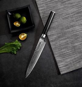 img 3 attached to GRANDSHARP Pro 6-Inch Utility Paring Knife: Damascus VG10 Blade for Precise Fruit Cutting, Kitchen Cutlery with Ergonomic G10 Black Handle - High Carbon Stainless Steel 67-Layer Chef Knife in Gift Box