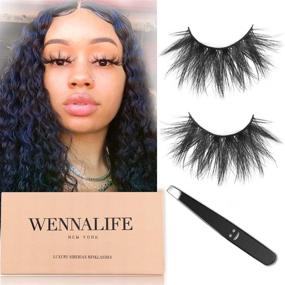 img 4 attached to 👁️ 25mm Dramatic 3D Mink Lashes - Handmade Fluffy Siberian WENNALIFE False Eyelashes (FERRY)