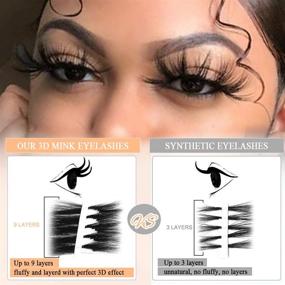 img 3 attached to 👁️ 25mm Dramatic 3D Mink Lashes - Handmade Fluffy Siberian WENNALIFE False Eyelashes (FERRY)