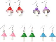 🍄 colorful mushroom dangle earrings set - fun fruit style, perfect birthday gift for women and girls! logo