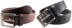 img 3 attached to 👔 High-Quality Genuine Leather Belt with Sturdy Buckle Combo for Men's Accessories - Size 32