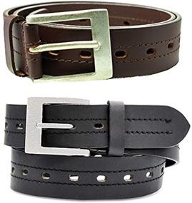 img 4 attached to 👔 High-Quality Genuine Leather Belt with Sturdy Buckle Combo for Men's Accessories - Size 32
