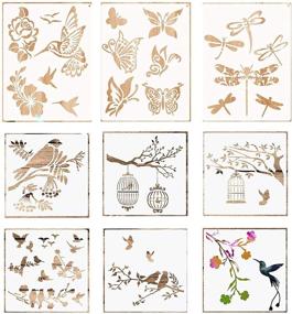 img 4 attached to 🌻 Sunflower Stencil: Reusable Bird Stencils for Wood or Wall Painting, Butterflies, Flowers, and Trees - Perfect Fall Decor for Home, Front Door, Porch, or Outside (Bird Set)
