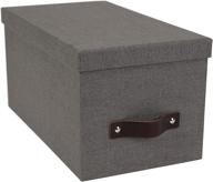 📦 bigso silvia organizational storage box in canvas gray: durable fiberboard with leather handle, ideal for stylish organization, 5.9 x 6.5 x 11.6 inches logo