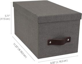 img 2 attached to 📦 Bigso Silvia Organizational Storage Box in Canvas Gray: Durable Fiberboard with Leather Handle, Ideal for Stylish Organization, 5.9 x 6.5 x 11.6 Inches