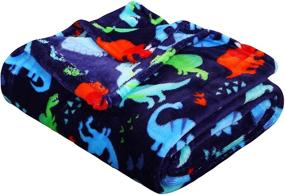 img 1 attached to 🦖 Kids Blue Dino Throw Blanket - Cute Dinosaur Design - 50x60 Soft Fleece - Ideal for Sofa, Couch, or Bed