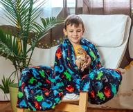 🦖 kids blue dino throw blanket - cute dinosaur design - 50x60 soft fleece - ideal for sofa, couch, or bed logo