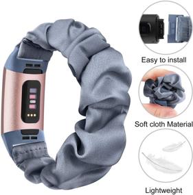 img 3 attached to 👩 Soft Scrunchie Elastic Bands Compatible with Fitbit Charge 4/3/3 SE for Women and Men - Grey (Small/Large)