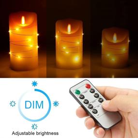 img 1 attached to 🕯️ Flameless Candles with Starlight String, Remote Control, and Timer Function – Set of 3 LED Dancing Flame Candles