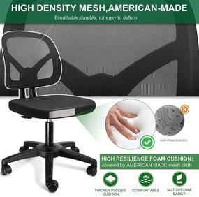 img 2 attached to 🪑 KOLLIEE Ergonomic Armless Office Chair Mesh - Small Desk Chair, Adjustable Swivel, Black Computer Task Chair - No armrest, Mid Back Home Office Chair for Small Spaces