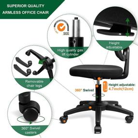 img 3 attached to 🪑 KOLLIEE Ergonomic Armless Office Chair Mesh - Small Desk Chair, Adjustable Swivel, Black Computer Task Chair - No armrest, Mid Back Home Office Chair for Small Spaces