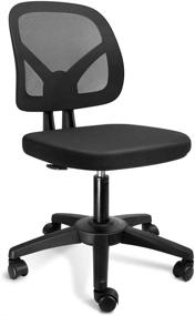 img 4 attached to 🪑 KOLLIEE Ergonomic Armless Office Chair Mesh - Small Desk Chair, Adjustable Swivel, Black Computer Task Chair - No armrest, Mid Back Home Office Chair for Small Spaces