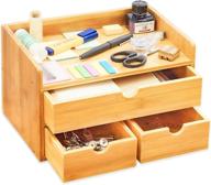 🗄️ premium bamboo wood desk organizer with detachable drawers - compact storage solution for office supplies, toiletries, crafts, and more - perfect for desk, vanity, or tabletop use in home or office логотип