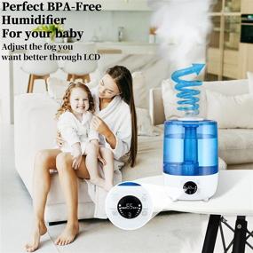 img 2 attached to 🌬️ Premium 4L Bedroom Cool Mist Humidifiers with Remote Control - Long Lasting 24-Hour Operation, Whisper Quiet 36dB Ultrasonic Humidifiers for Home, Adjustable 360° Rotation Nozzle, Auto Shut-Off