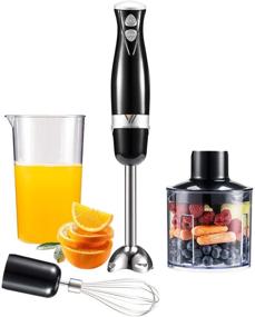 img 4 attached to 🥣 300 Watt 2-Speed Immersion Hand Blender with Detachable 304 Stainless Steel Stick Blender, Whisk, and Chopper - Ideal for Pureeing Baby Food, Soups, Juices - BPA Free