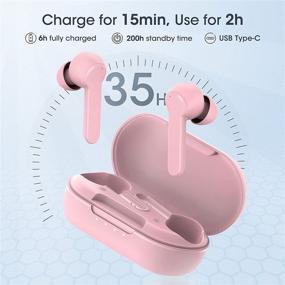 img 2 attached to MBits S Wireless Earbuds with Microphone - Bluetooth 5.0, Deep Bass, Touch Control - Pink