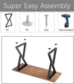 img 1 attached to Adjustable Protector Feet Metal Table Legs - 28 inch Height x 17.7 inch Wide, Heavy Duty Industrial & Rustic Style Furniture Legs for Desk/Table, X-Shape Set of 2, Black (800lb Capacity)