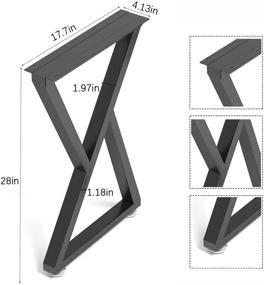 img 3 attached to Adjustable Protector Feet Metal Table Legs - 28 inch Height x 17.7 inch Wide, Heavy Duty Industrial & Rustic Style Furniture Legs for Desk/Table, X-Shape Set of 2, Black (800lb Capacity)