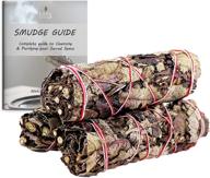 🌿 organic black sage smudge sticks mugwort 3-pack for house cleansing, meditation, yoga, negative energy cleanse, smudging | 4 inch bundles with starter guide логотип