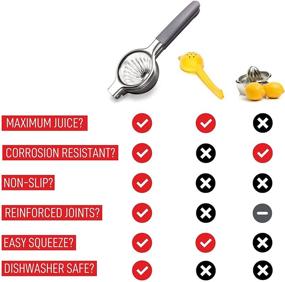 img 1 attached to Pro-Grade Stainless Steel Lemon Squeezer - Ergonomic, Non-Slip Grip Design - Effortlessly Extract More Juice with Fewer Seeds - Handheld Citrus Fruit Juicer