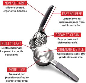 img 3 attached to Pro-Grade Stainless Steel Lemon Squeezer - Ergonomic, Non-Slip Grip Design - Effortlessly Extract More Juice with Fewer Seeds - Handheld Citrus Fruit Juicer