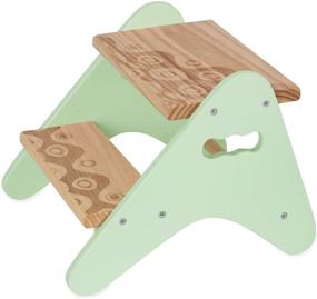 img 4 attached to 🪑 B. Spaces by Battat – Kids Wooden 2 Step Stool – Peek-A-Boost – Mint & Wood