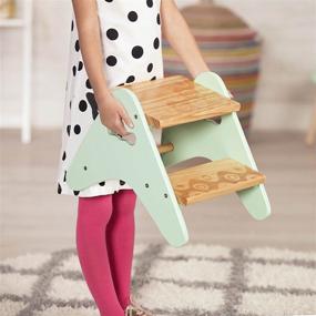 img 2 attached to 🪑 B. Spaces by Battat – Kids Wooden 2 Step Stool – Peek-A-Boost – Mint & Wood