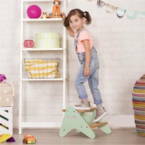 img 3 attached to 🪑 B. Spaces by Battat – Kids Wooden 2 Step Stool – Peek-A-Boost – Mint & Wood
