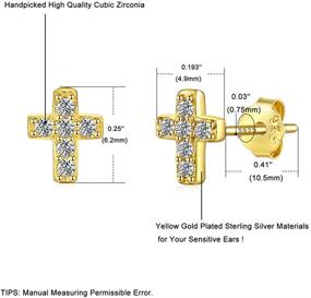 img 1 attached to Sparkling Stud Earrings for Teenage Girls: Cross, Heart, Butterfly, and Dog Claw Designs Encrusted with Cubic Zirconia