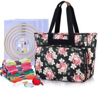 yarwo cross stitch kit for adults - embroidery set with organizer, black peony design (patented), perfect for beginners logo