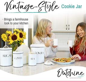 img 3 attached to 🍪 Outshine White Vintage Farmhouse Cookie Jar: Airtight Storage for Cookies, Biscuits & Snacks - Perfect Gift for Housewarming, Birthday, Wedding & Christmas!