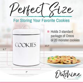 img 2 attached to 🍪 Outshine White Vintage Farmhouse Cookie Jar: Airtight Storage for Cookies, Biscuits & Snacks - Perfect Gift for Housewarming, Birthday, Wedding & Christmas!