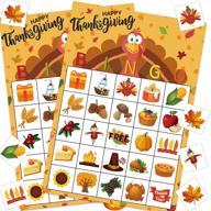 🍁 thanksgiving bingo game - fall themed bingo cards for kids, 24 players - autumn bingo cards game perfect for thanksgiving party, school classroom and family activities - thanksgiving party favors logo