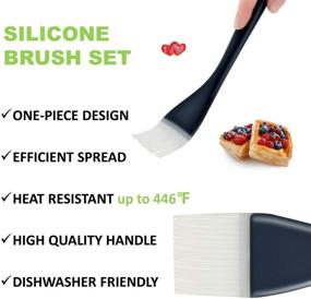 img 3 attached to 🍽️ 2-Piece Heat Resistant Silicone Basting Brush Set for Cooking, BBQ, Grilling, Baking, Marinating, and Desserts – Dishwasher Safe