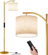 🌞 sunmory gold arc floor lamp - modern metal standing lamp with remote control, stepless dimmable bulb, and hanging lampshade for living room, bedroom, office logo