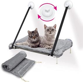 img 4 attached to 🐱 ZHBWOW Cat Window Hammock Seat: Large Cats Window Perch with Suction Cups, Hanging Window Sill Cat Perch, Includes Free Fleece Blanket and Toy