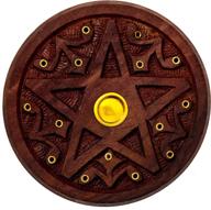 pentagram round wooden incense holder: versatile solution for incense sticks and cones by alternative imagination logo