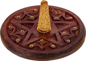 img 1 attached to Pentagram Round Wooden Incense Holder: Versatile Solution for Incense Sticks and Cones by Alternative Imagination