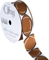 🏈 offray 922156 7/8" wide football grosgrain ribbon - 3 yards logo