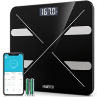 🔢 homever bluetooth weight scale - digital body fat scale with bmi, smart app, 8mm tempered glass platform - 400lb black logo