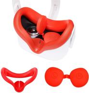 vr face silicone cover mask combo with protective lens cover for oculus quest 2 headset face pad cushion accessories set sweatproof lightproof by x-super home (red logo