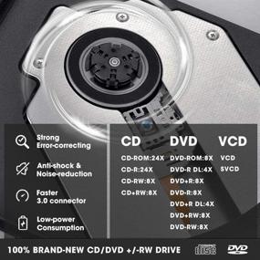 img 1 attached to 📀 ROOFULL Внешний привод CD/DVD с USB 3.0 Type-C - Портативный оптический привод CD/DVD ROM +/-RW для ноутбуков на Windows 11/10, ПК, Mac MacBook Pro/Air, iMac - Читатель, Записывающее устройство, Проигрыватель с защитным чехлом для переноски.