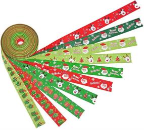 img 4 attached to 🎁 iSuperb 22Yards 9/10’’ Christmas Ribbon: Santa Claus Gloves Pattern, Multicolor Gift Wrap Ribbon - 10x 2-1/2 Yds