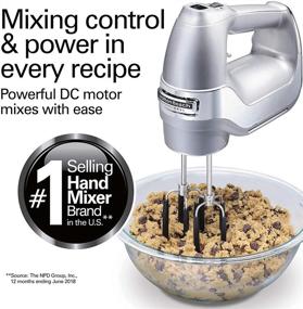 img 3 attached to 🥮 Hamilton Beach Professional 7-Speed Electric Hand Mixer with High-Performance DC Motor, Slow Start, Snap-On Storage Case, SoftScrape Beaters, Whisk, Dough Hooks, Silver and Chrome (62657)