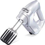 🥮 hamilton beach professional 7-speed electric hand mixer with high-performance dc motor, slow start, snap-on storage case, softscrape beaters, whisk, dough hooks, silver and chrome (62657) логотип