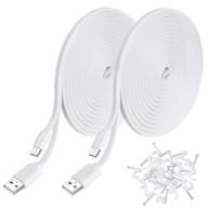 🔌 2 pack 20ft usb power extension cable for yi camera, wyze cam, oculus go, echo dot kid edition, nest cam, netvue, blink, furbo dog, kasa cam, yi dome home security camera - flat micro usb charging cord logo